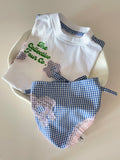 Gingham Daisy Dress & Headscarf Set