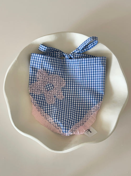 Gingham Daisy Dress & Headscarf Set